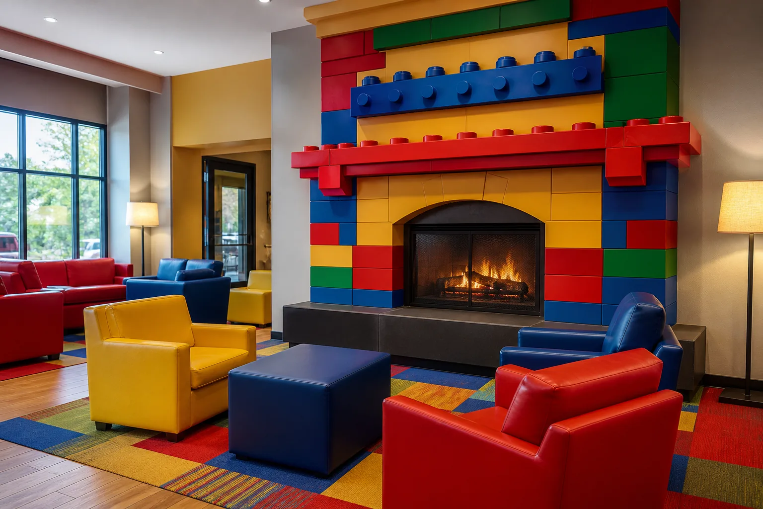 Hotel lobby before the square fills